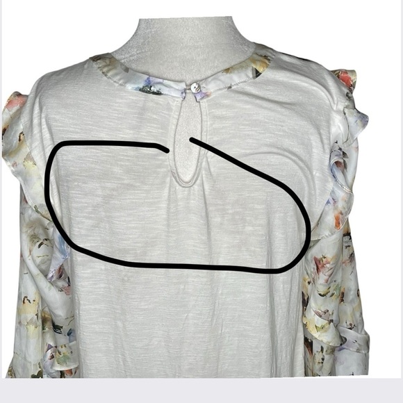 Anthropologie Dolan Floral Long Ruffle Sleeve Blouse Size Medium - Picture 15 of 15